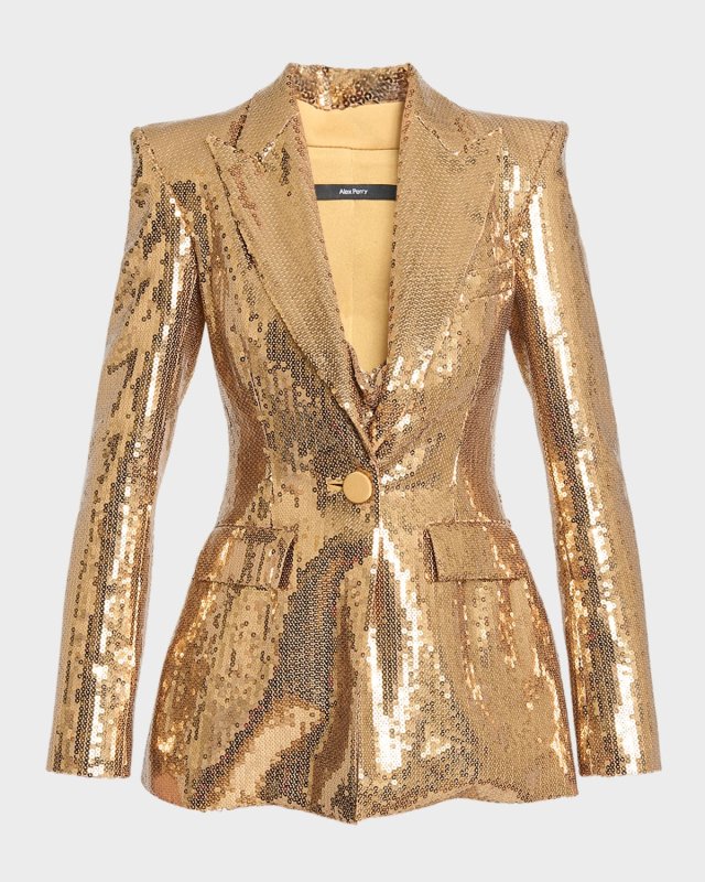 Sequined Fitted Single-Breasted Blazer